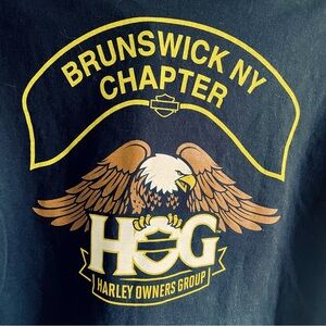 Harley Davidson XL Long Sleeve Tee Brunswick NY HOG X-lent Condition Black